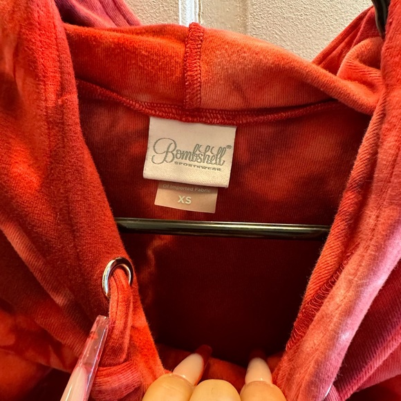 Bombshell Sportswear Cotton Spandex Tie Dye Crop Hoodie - Picture 4 of 6